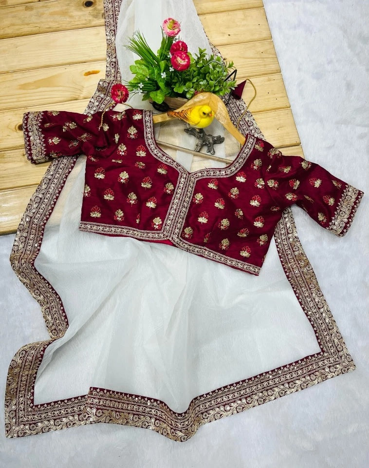 Banarasi Crush Saree, Jari Weave Crush With Sequence Work Sari & Blouse