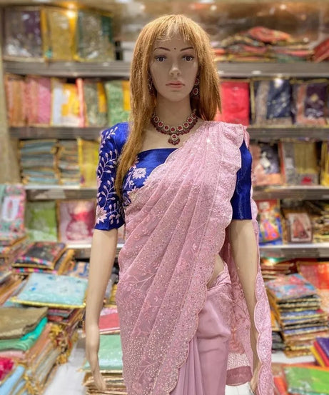 Traditional Classic Stylish Georgette Saree,Party Wedding Wear Sari Blouse