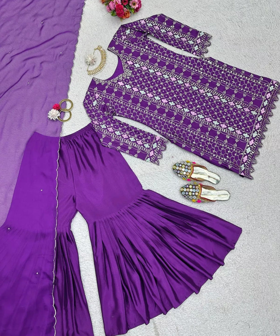 Chinon Silk & Sequence Work Salwar Kameez Dupatta