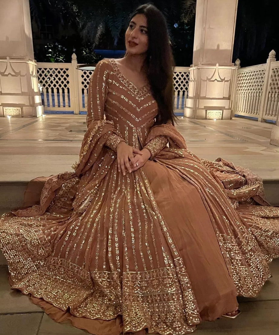 Style Faux Georgette Top Lehenga & Dupatta Set