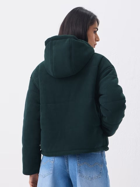 Bottle Green Women Puffer Jackets
