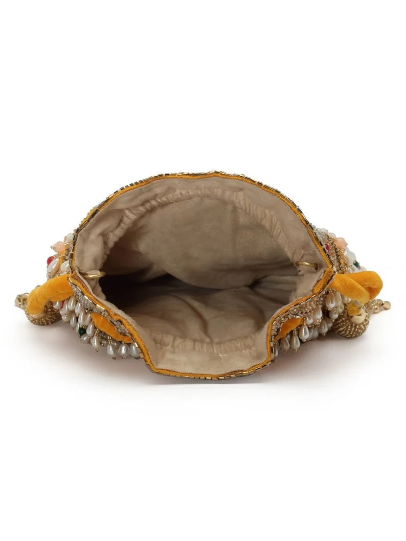 Dangle Embellished Velvet Potli Bag