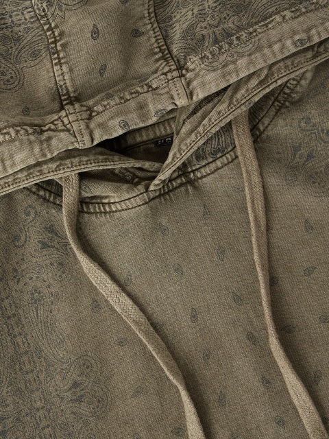 Hooded Olive Paisley Hooded T-Shirts