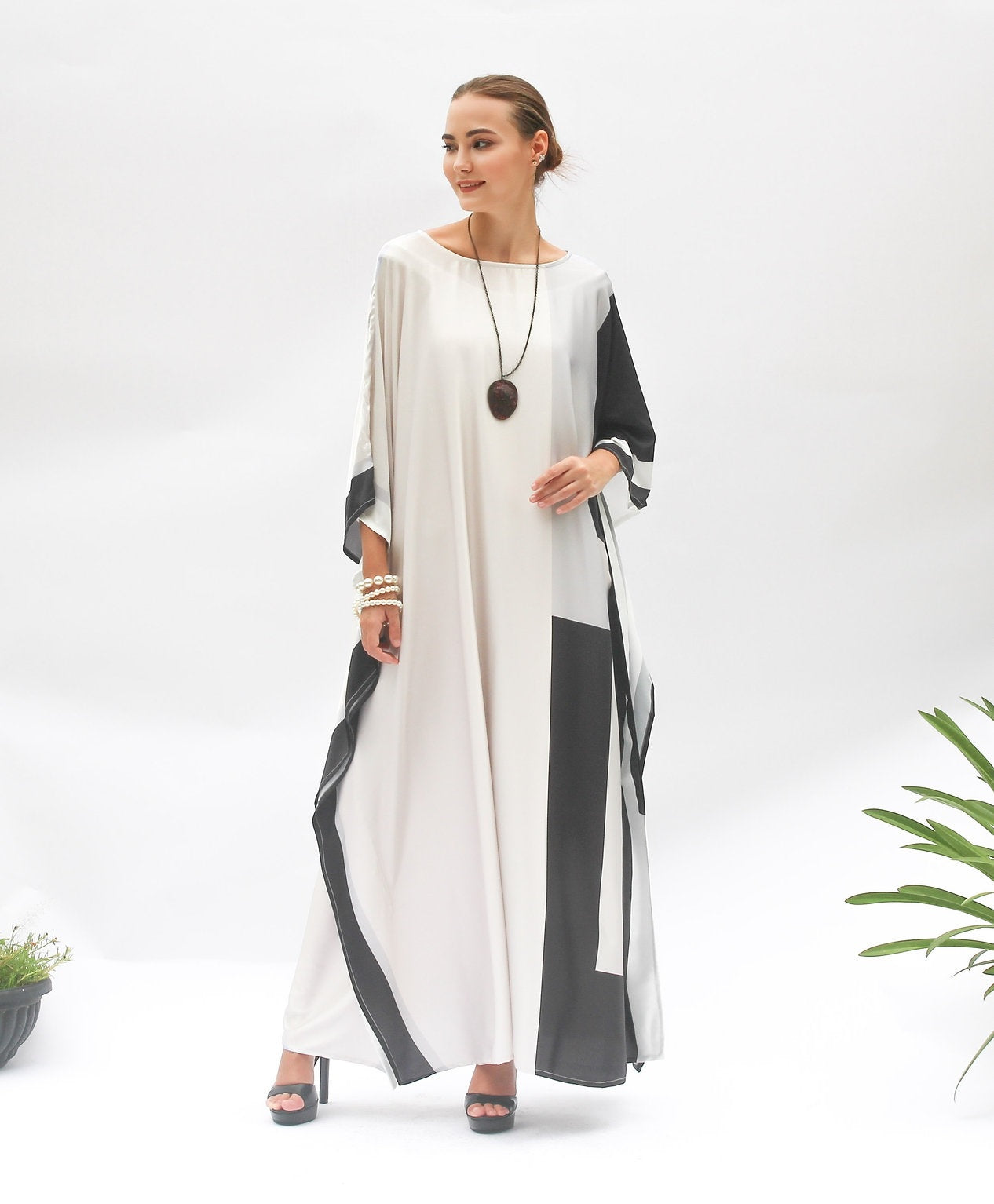Soft Satin Silk Kaftan - Luxurious Maxi Dress for Women's
