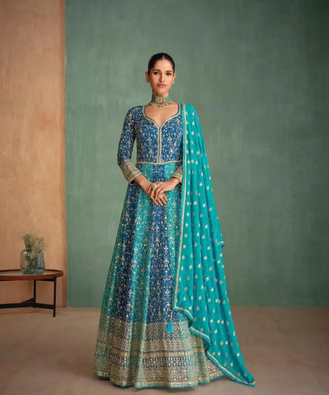 Traditional Pakistani Heavy Georgette Free Size Stitched Top Bottom Dupatta