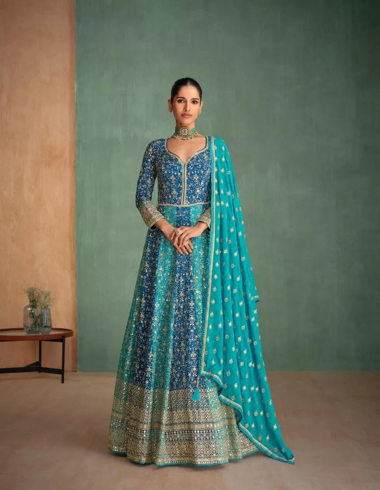 Traditional Pakistani Heavy Georgette Free Size Stitched Top Bottom Dupatta