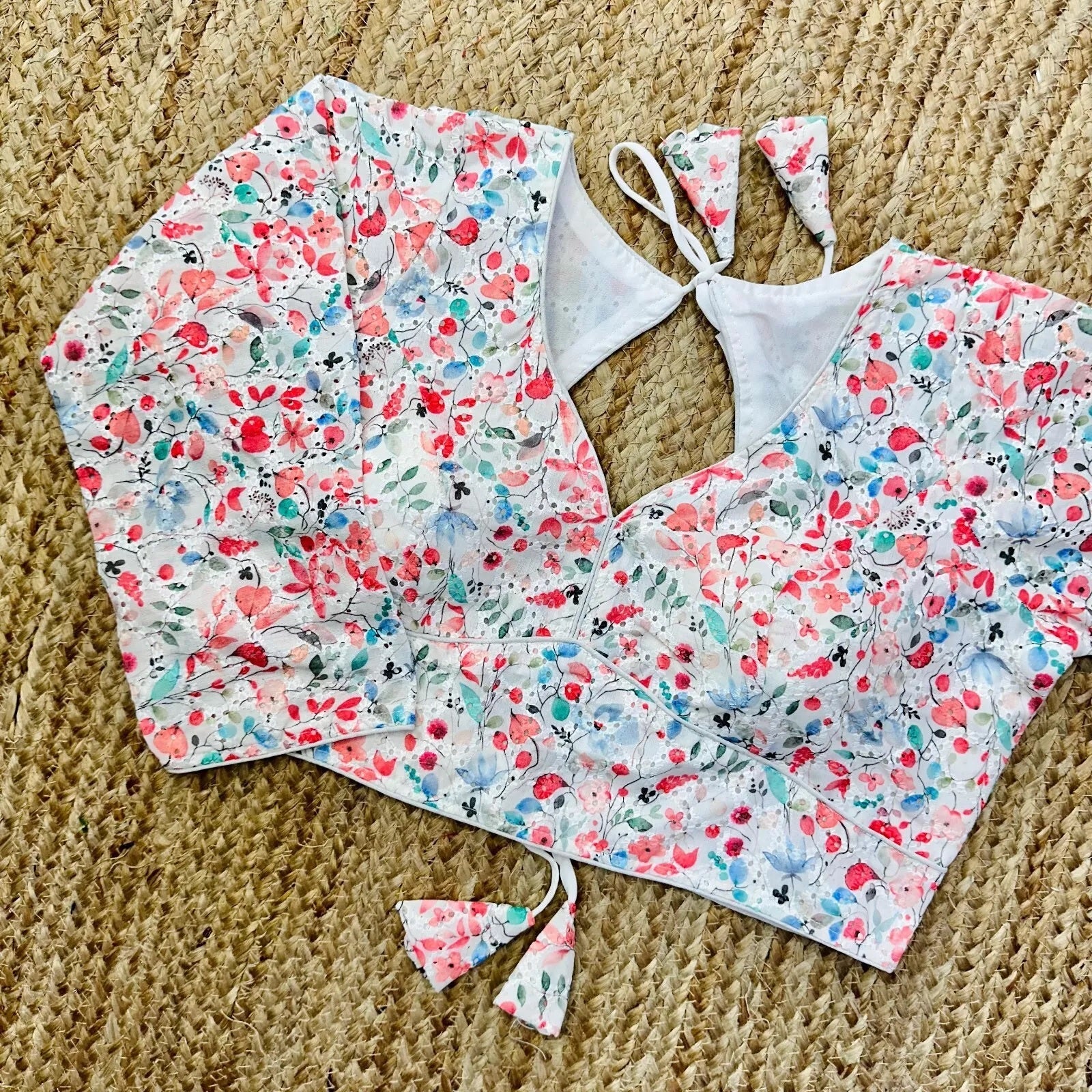 Wedding Hakoba With Flower Print All Over Blouse Choli