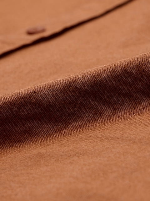 Cotton Linen Russet Brown Cotton Linen Shirts