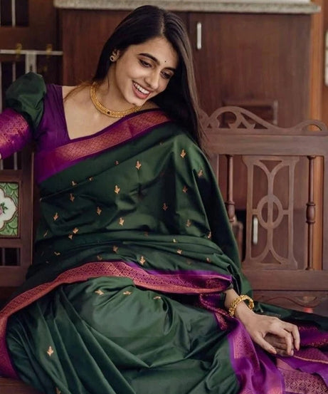 Banarasi Soft Silk Wedding Saree With Jacquard Border Blouse fancy Saree11-KT