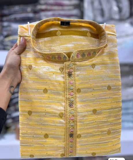 Designer Ethnic Stitched Heavy Jacquard Kurta Pajama Set For Mens