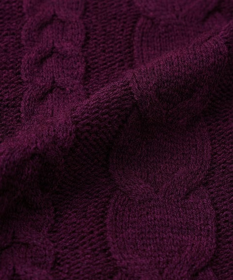 Cable Knit Plum Berry Women Oversized Sweaters