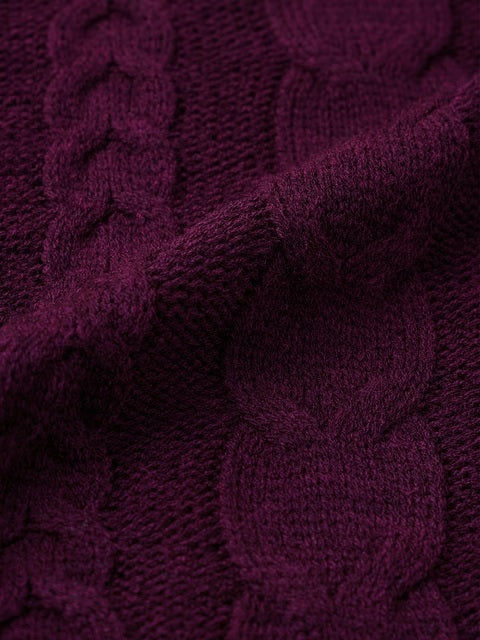 Cable Knit Plum Berry Women Oversized Sweaters