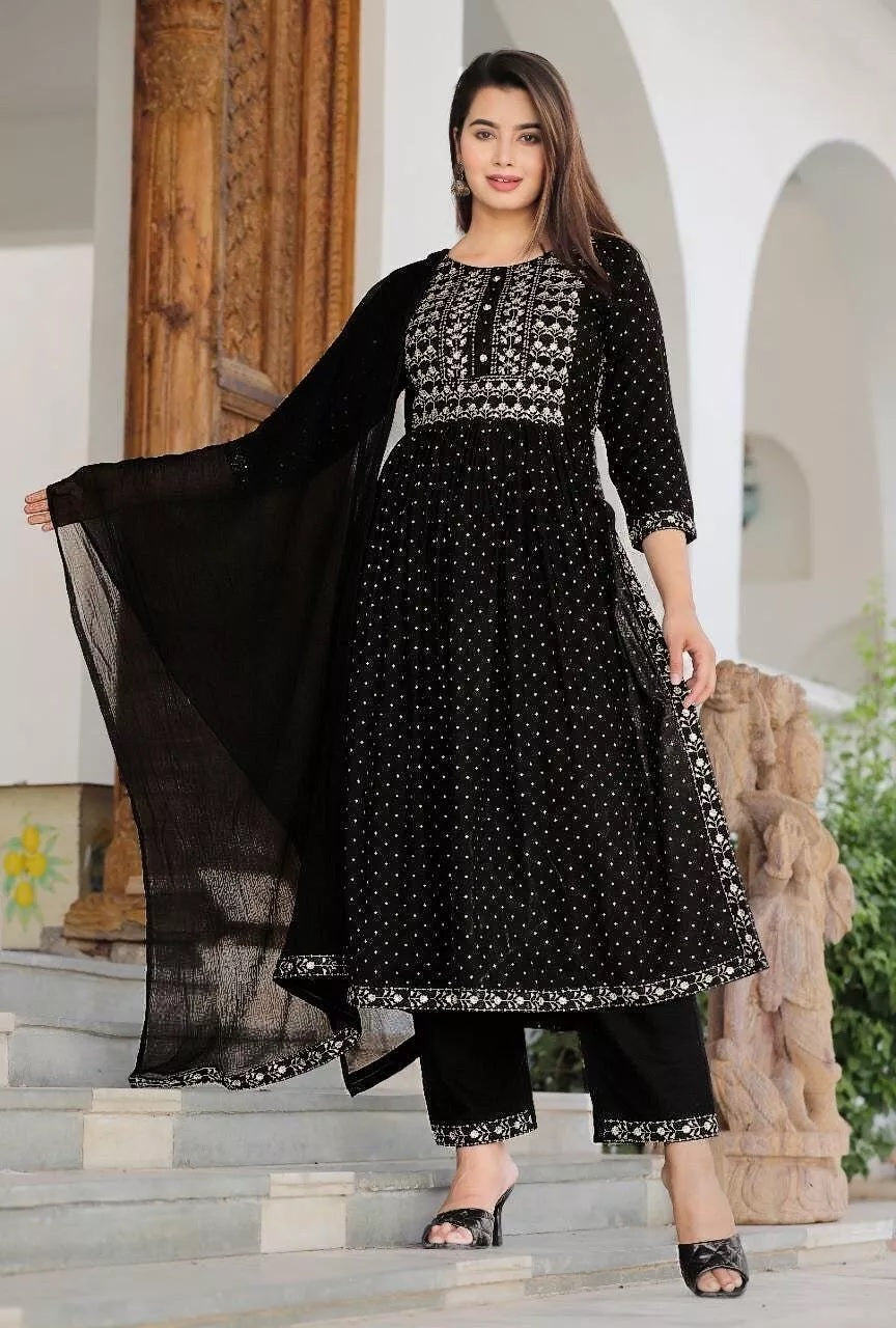 Chinon With Embroidery Work  Salvar Kameez With Dupatta