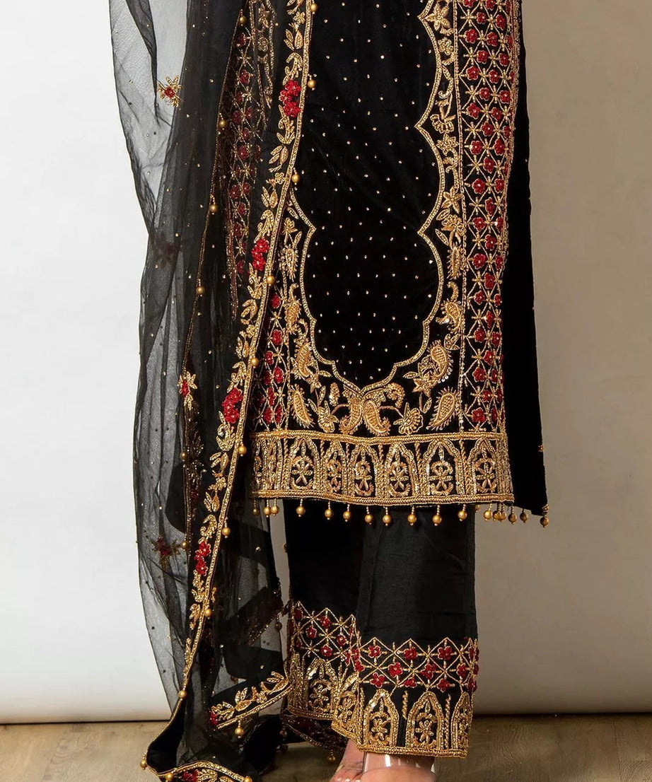 Faux Georgette Indian Ethnic Top Pant & Dupatta Set