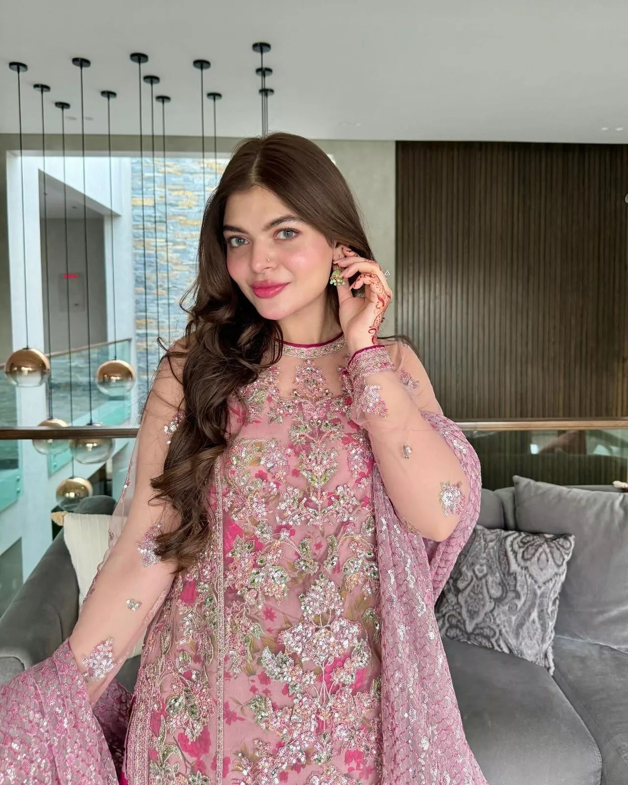 Butterfly Net With Thread & Sequence Work Bollywood Style Top Lehenga & Dupatta