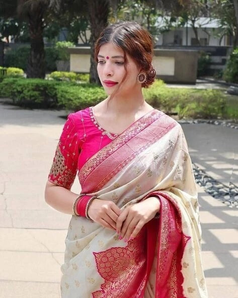 Traditional Festival Wear Saree, Banarasi Soft Silk Sari With Blouse