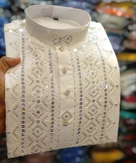 Rayon cotton Fancy Roman Silk Men's Kurta Set