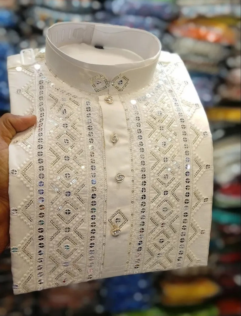 Rayon cotton Fancy Roman Silk Men's Kurta Set