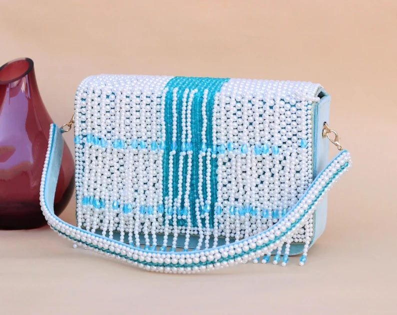 Pearl And Beads Work Clutch