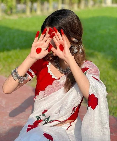 Pure Soft Chanderi Cotton Saree With Full Stitched Blouse,Wedding Sari