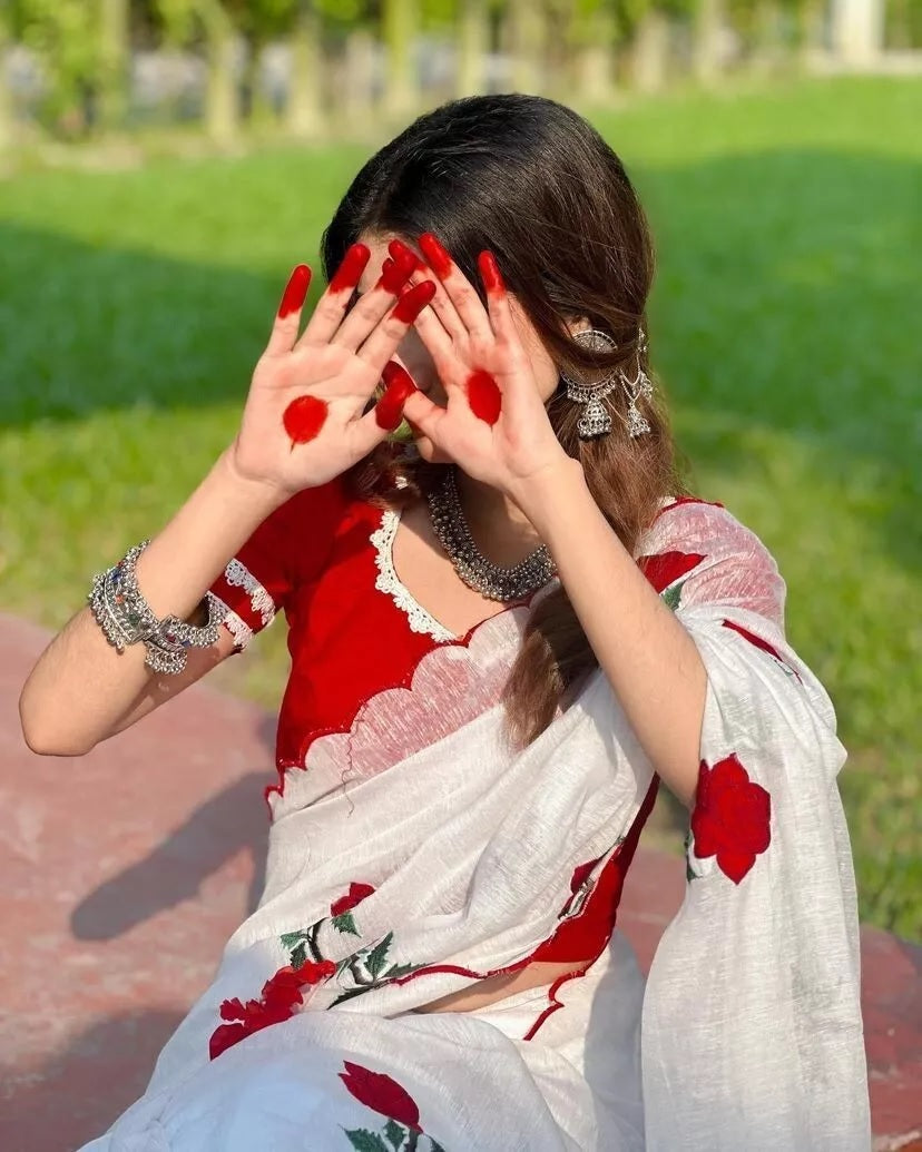 Pure Soft Chanderi Cotton Saree With Full Stitched Blouse,Wedding Sari