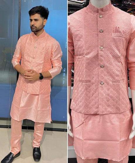 Heavy Banglori Silk Koti Ready to Wear Set For Men's