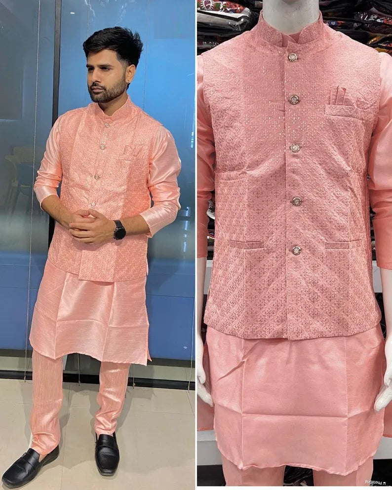Heavy Banglori Silk Koti Ready to Wear Set For Men's