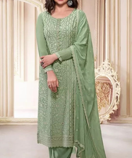 Chinon Silk With Sequence Embroidery Stitched Work Top Bottom Dupatta