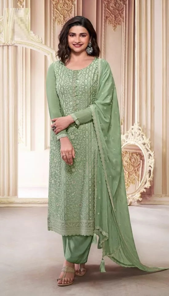 Chinon Silk With Sequence Embroidery Stitched Work Top Bottom Dupatta