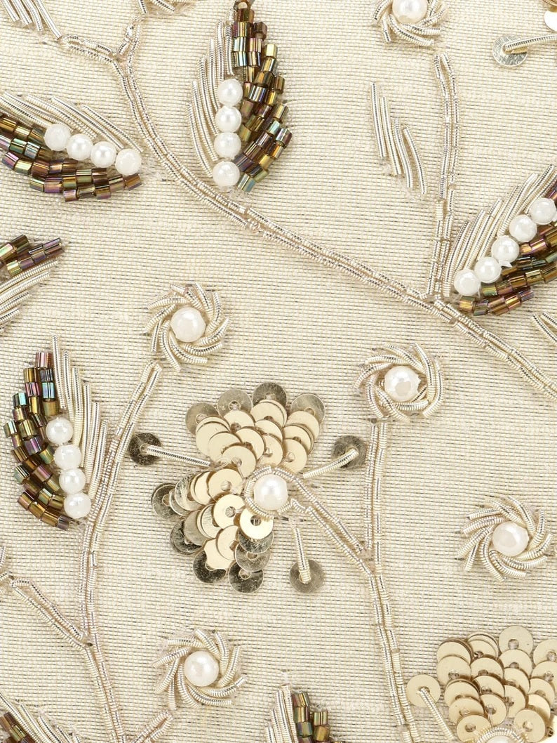 Designer Embellished Faux Silk Clutch