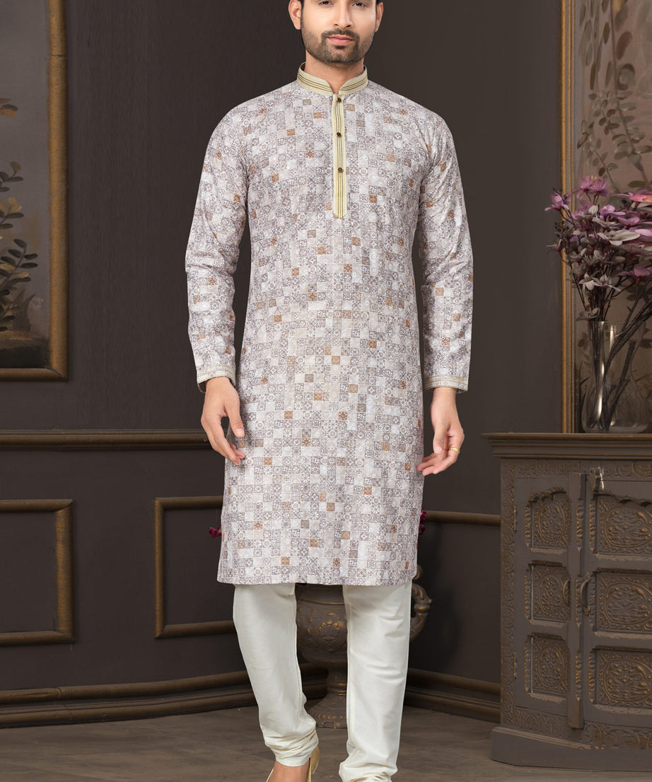 Heavy Cotton With Lucknowi, Sequence Work Kurta Pajama Set