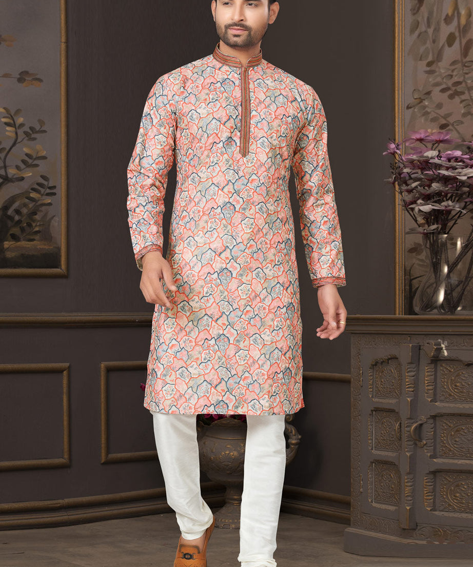 Heavy Cotton With Lucknowi, Sequence Work Kurta Pajama Set