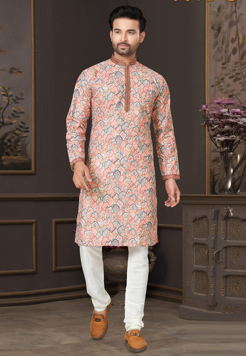 Heavy Cotton With Lucknowi, Sequence Work Kurta Pajama Set