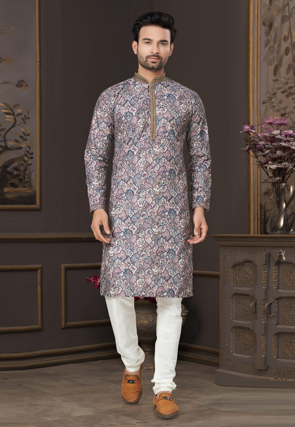 Heavy Cotton With Lucknowi, Sequence Work Kurta Pajama Set