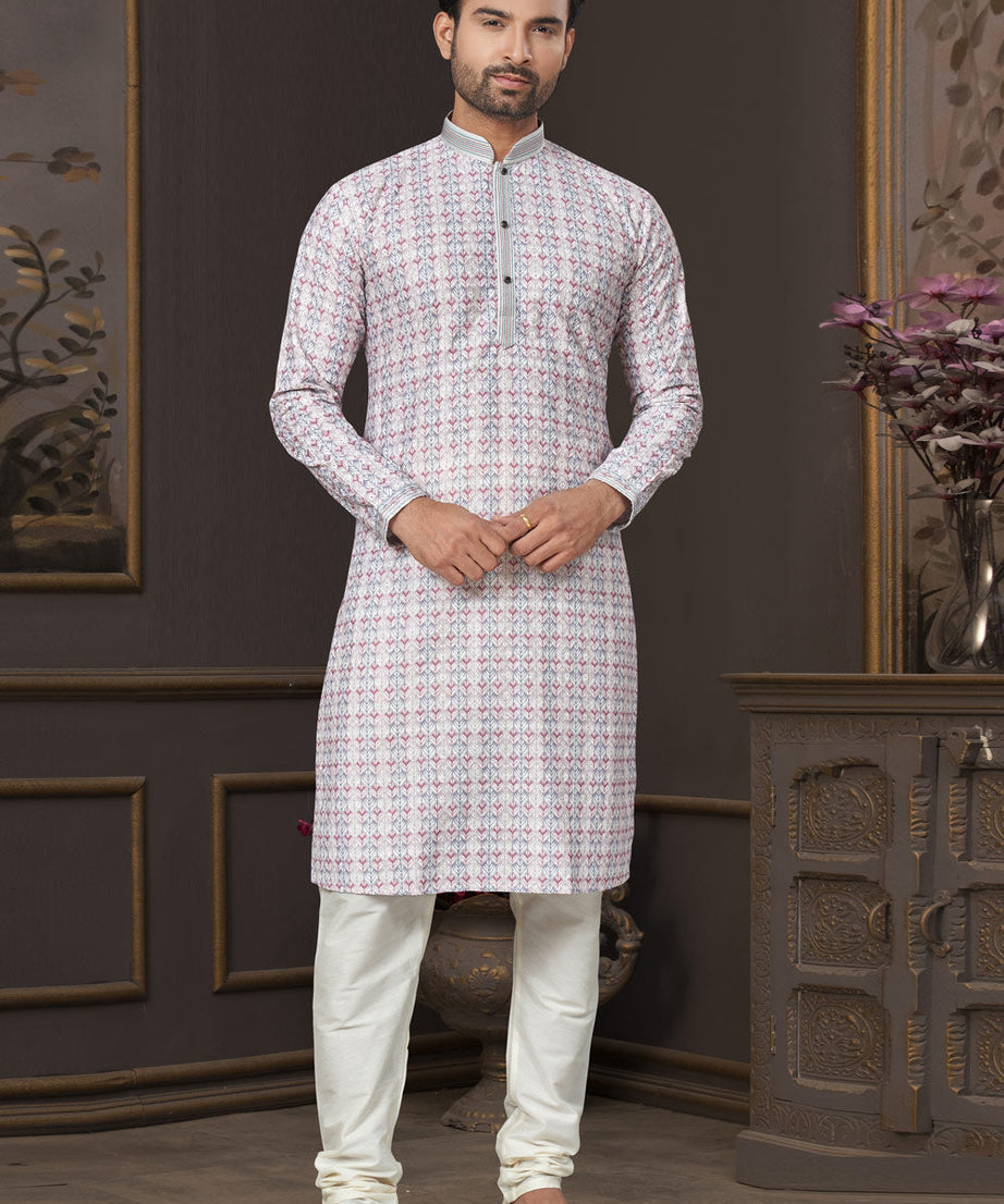 Heavy Cotton With Lucknowi, Sequence Work Kurta Pajama Set