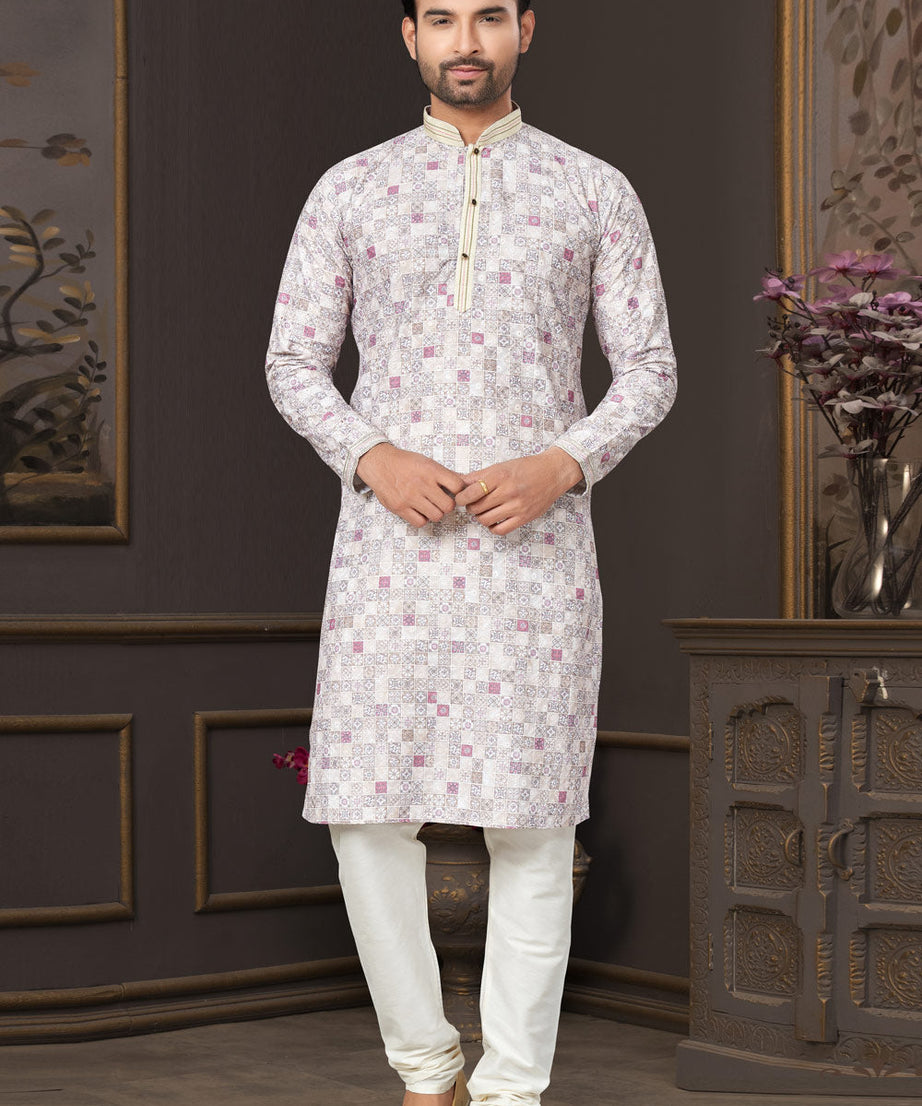 Heavy Cotton With Lucknowi, Sequence Work Kurta Pajama Set