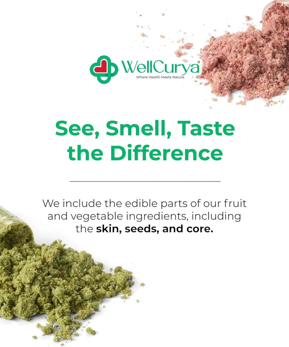 WELLCURYA Mixed Fruit & Vegetable Powder – 90g, Food-Grade Blend