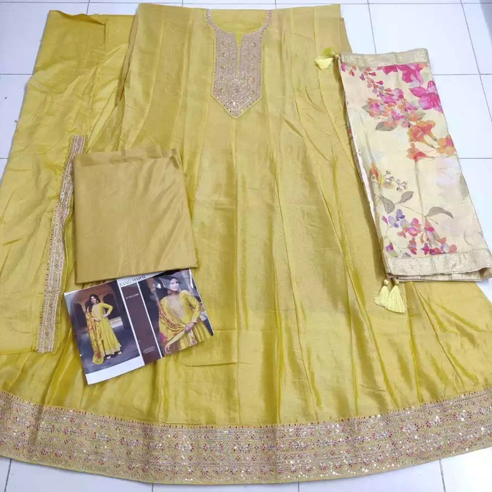 Silk Indian Wedding Pakistani Wear Top Bottom & Dupatta