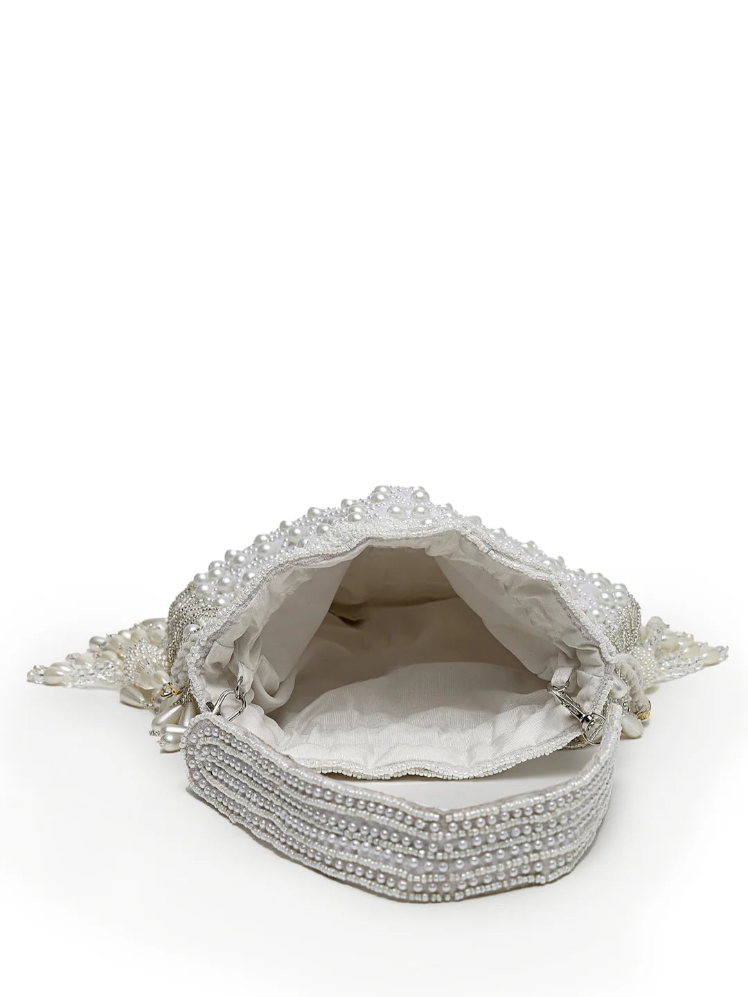 Droop Pearl Embellished Velvet Potli Bag