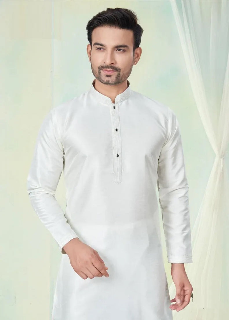 Pure Silk With Pintex Work Men's Kurta Pajama