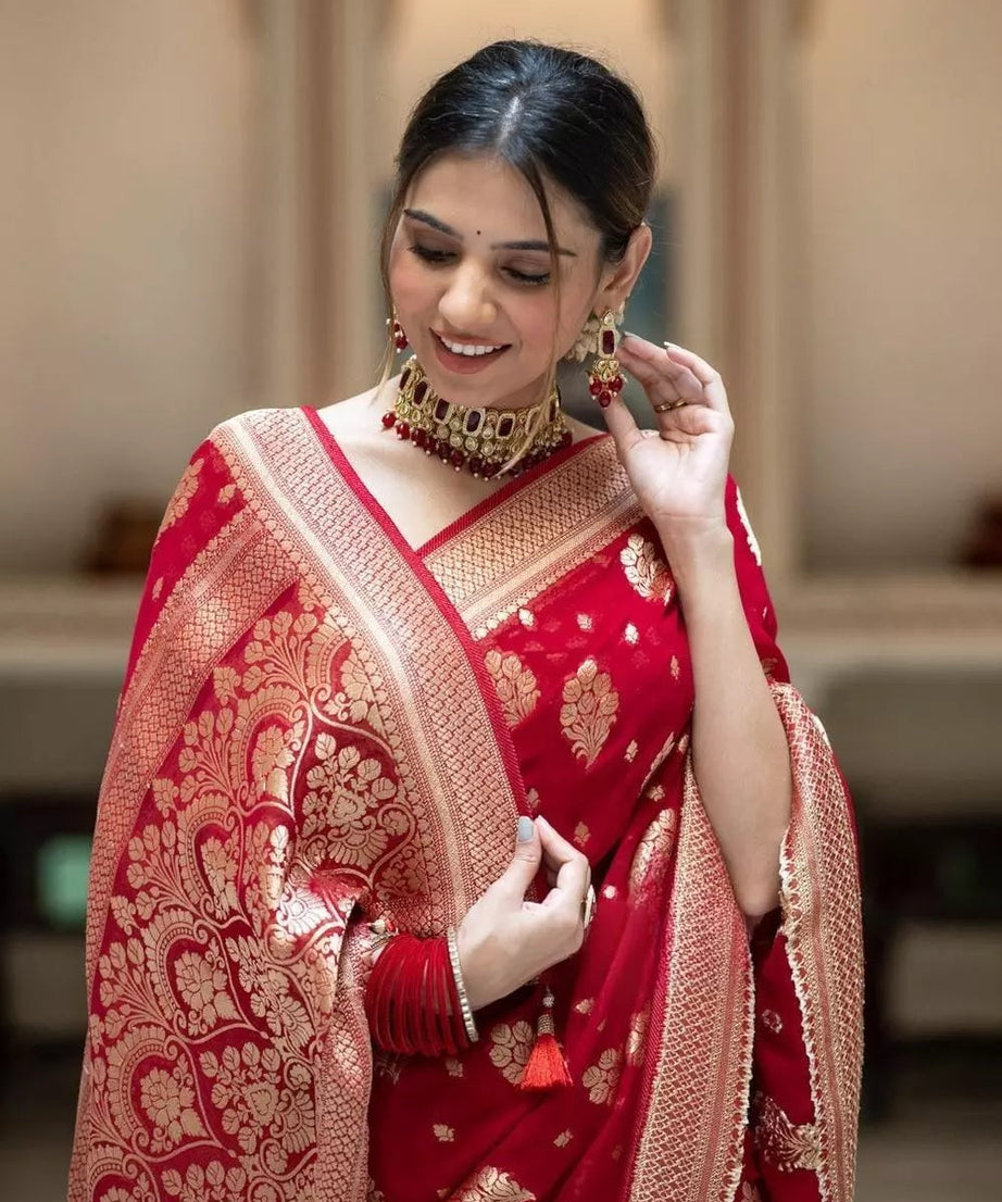 Women's Traditional Banarasi Soft Silk Saree & Blouse