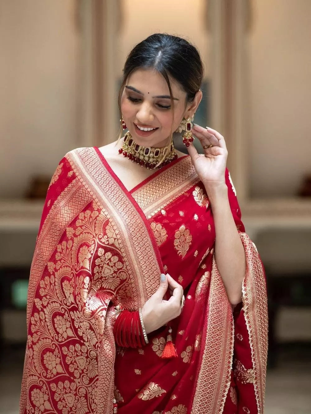 Women's Traditional Banarasi Soft Silk Saree & Blouse