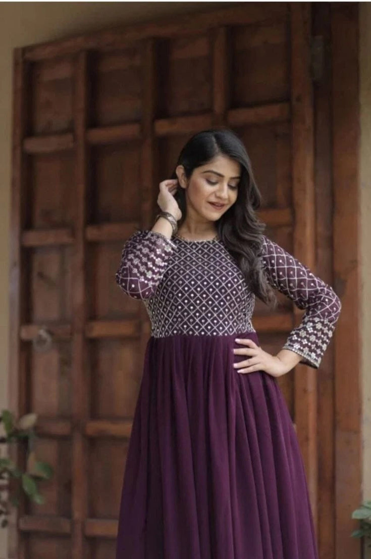 Classic Beautiful Party Wear, Beach Wear Embroidered Long Top Dress