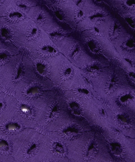 Cutwork Shirt  Purple Women Boyfriend Shirts