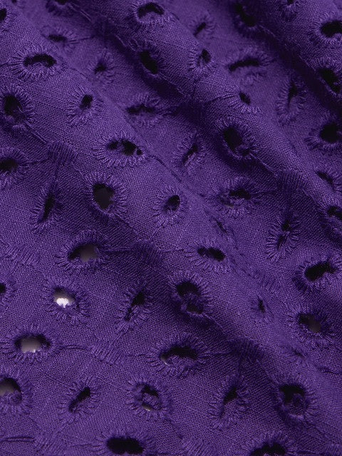 Cutwork Shirt  Purple Women Boyfriend Shirts