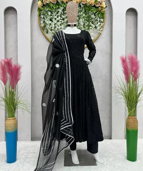 Designer Festival Wear Full Stitched Faux Georgette Top Pant Dupatta