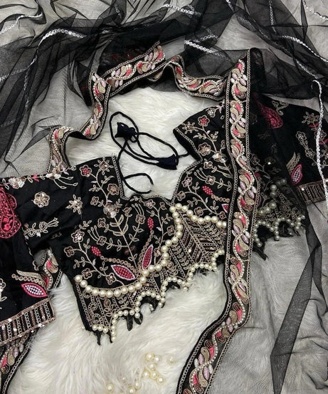 Heavy Soft Net With Embroidery And Sequence Work wedding Party wear Saree And Blouse 11-KK