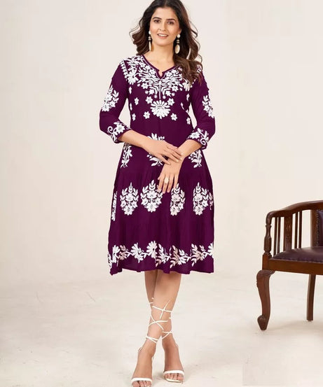 Heavy Rayon With Lakhnavi Work Beautifull Kurti