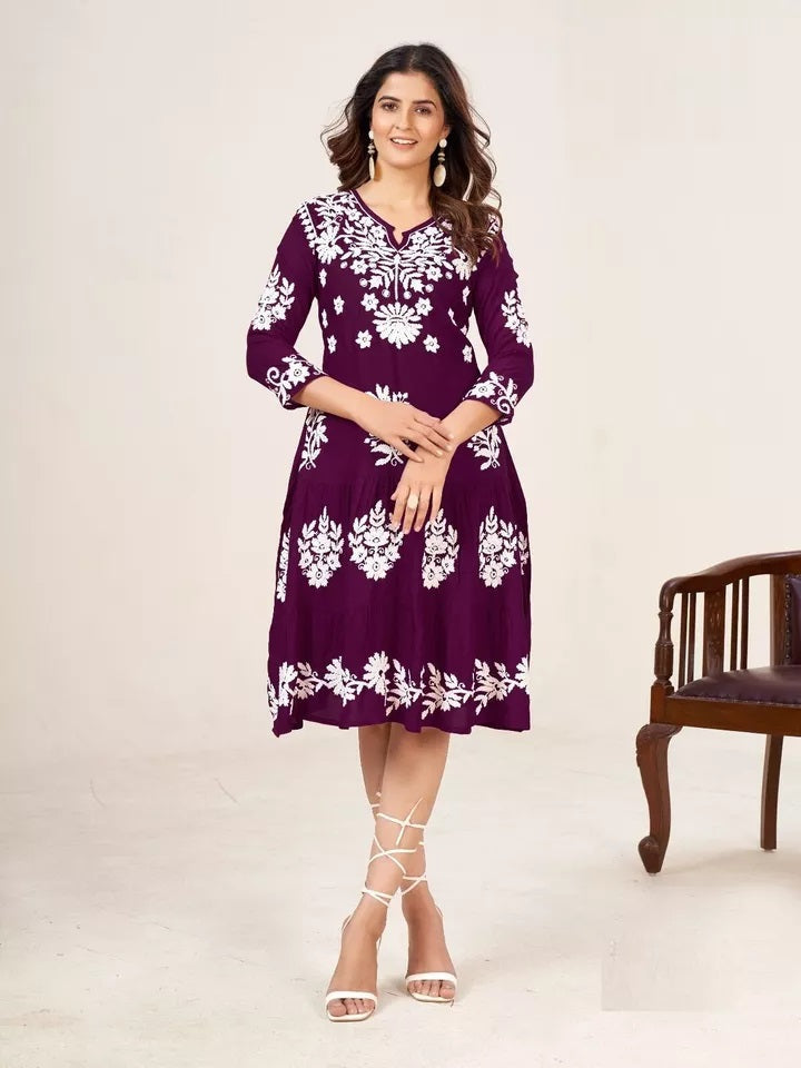 Heavy Rayon With Lakhnavi Work Beautifull Kurti