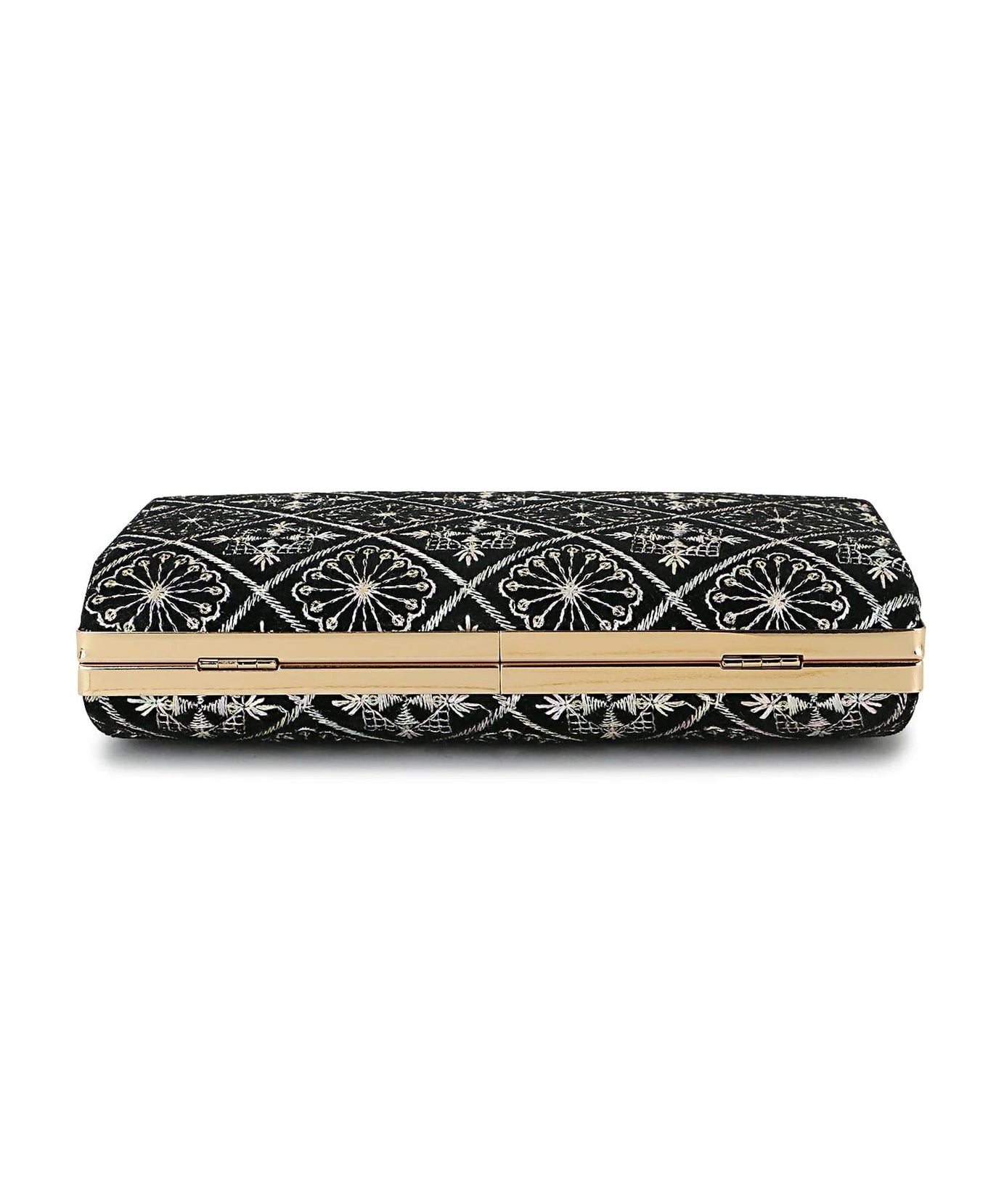 Hue Geometric Embroidered Velvet Clutch